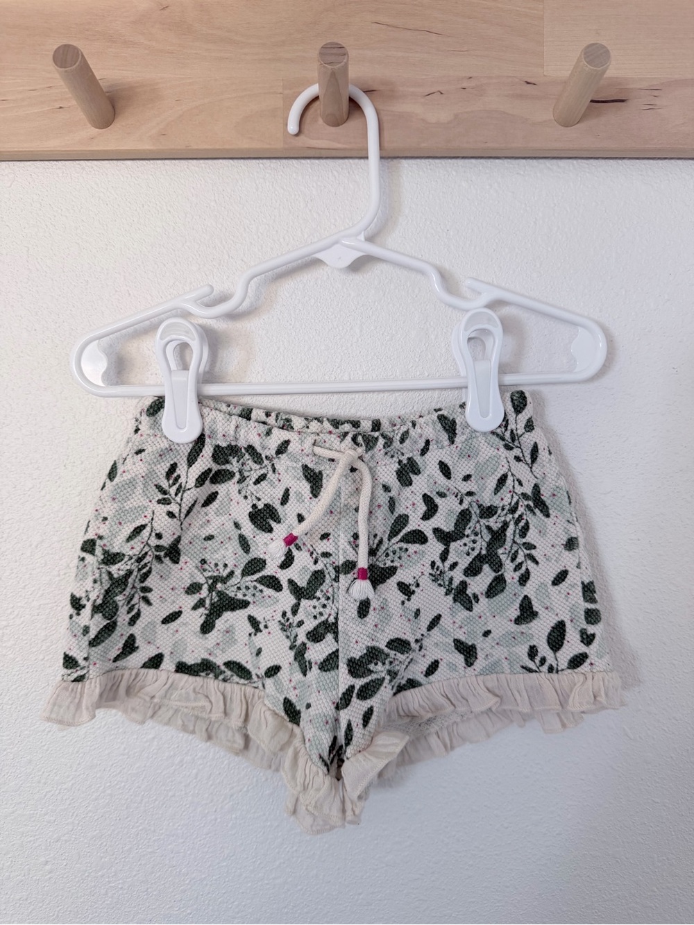 Zara Baby Cream Floral Knit Drawstring Shorts